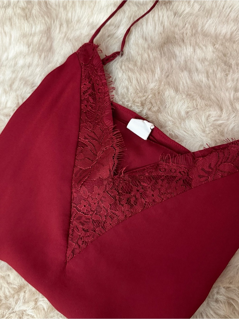 Melrose & Place Lace Trim Burgundy Cami